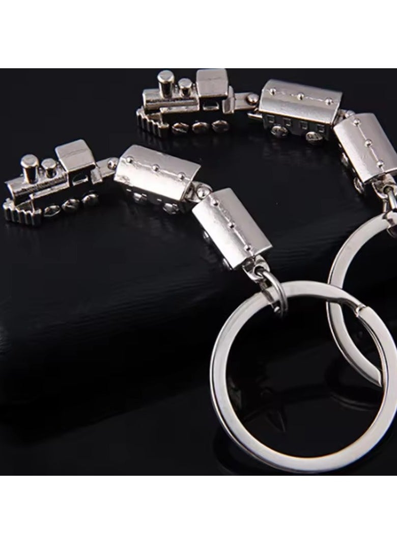 Goolsky Creative metal key ring with movable joint, mini train model, metal key chains  - Image 2