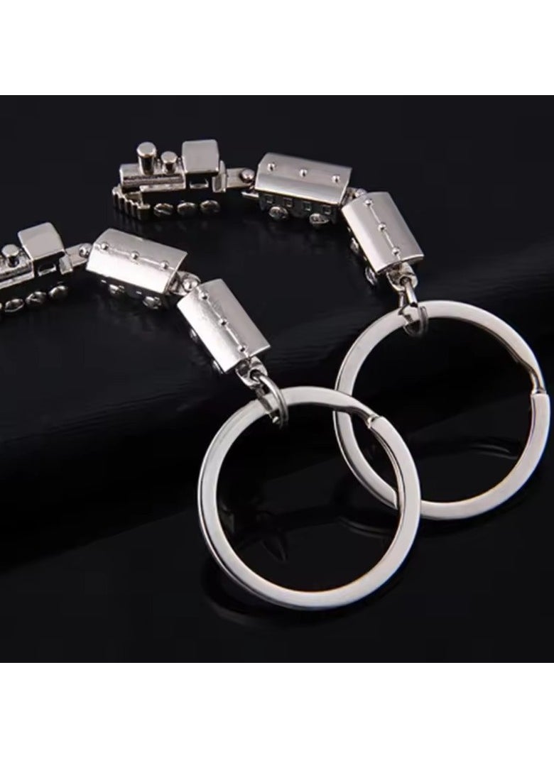 Goolsky Creative metal key ring with movable joint, mini train model, metal key chains  - Image 3