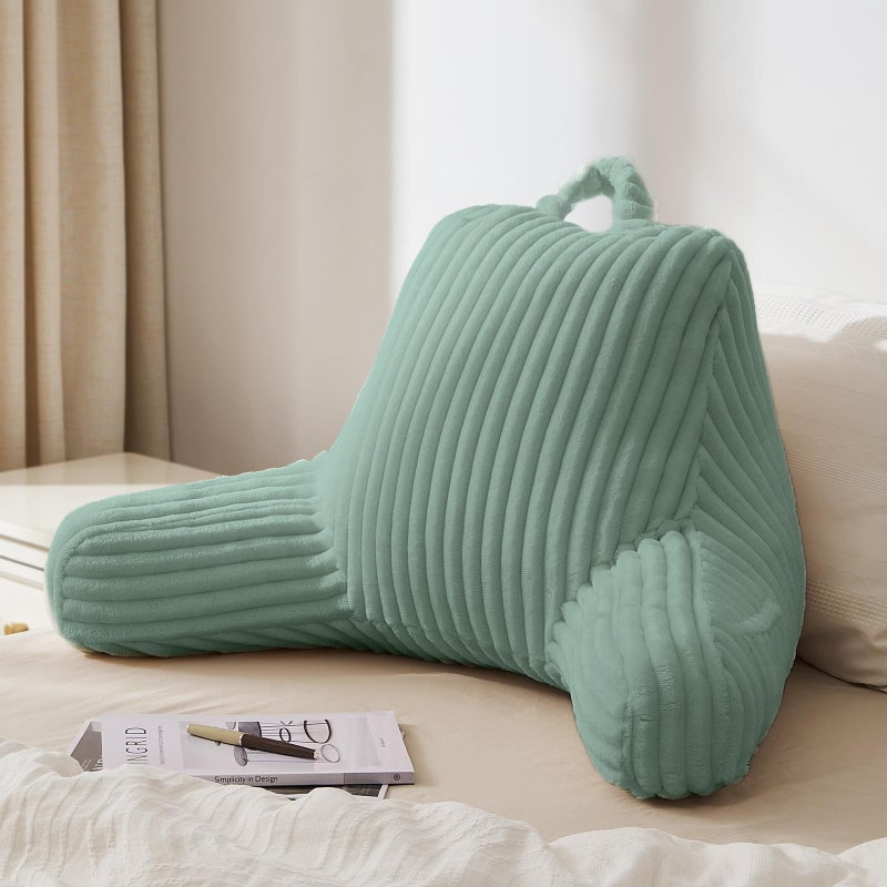 Blissful Diary Reading Pillow for Sitting in Bed, Flannel Back Pillow Bed Sitting Up for Adult & Children, Backrest Cushion for Sit Up in Couch or Floor, Dorm Essentials, Mint Green - Image 1