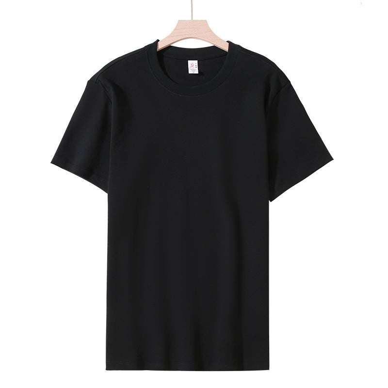 Live Broadcast Popular 240G 40 Long-Staple Cotton Short-Sleeved Work Clothes Printed Logo High Quality Boutique White Round Neck T-Shirt - Image 1