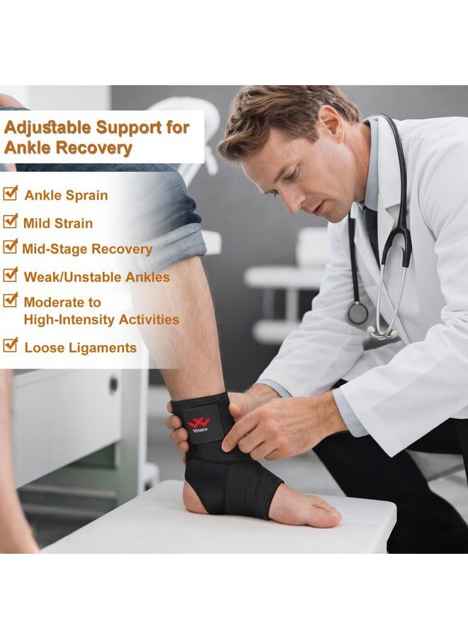 Vinaco Ankle Brace, 2Pcs Breathable & Strong Ankle Support for Sprained Ankle, Stabiling Ligaments, Prevent Re-Injury, Compression Ankle Brace with Adjustable Wrap Best for Men Women Sport to Reduce Swelling - Image 3