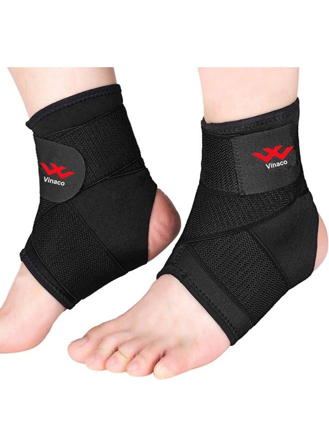 Vinaco Ankle Brace, 2Pcs Breathable & Strong Ankle Support for Sprained Ankle, Stabiling Ligaments, Prevent Re-Injury, Compression Ankle Brace with Adjustable Wrap Best for Men Women Sport to Reduce Swelling - Image 1
