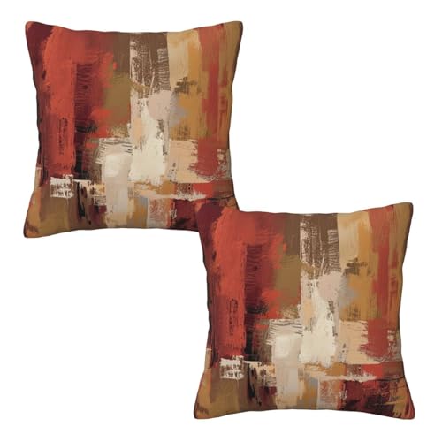 Lcokin Burnt Orange Abstract Throw Pillow Covers 16x16 in Set of 2, Decor Art Painting Orange Pillow Case Square Cushion Covers for Sofa Bed Couch Living Room - Image 1