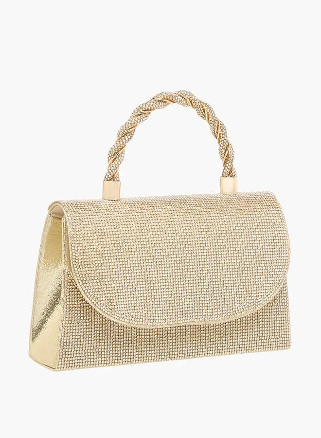 Flora Bella By Shoexpress Women's Studded Satchel Bag with Handle and Chain Strap