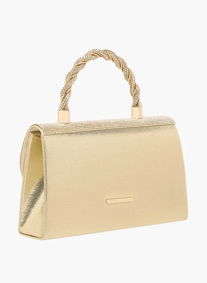 Flora Bella By Shoexpress Women's Studded Satchel Bag with Handle and Chain Strap