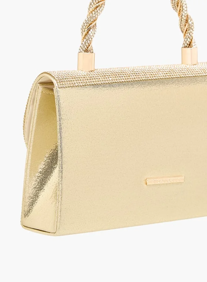 Flora Bella By Shoexpress Women's Studded Satchel Bag with Handle and Chain Strap