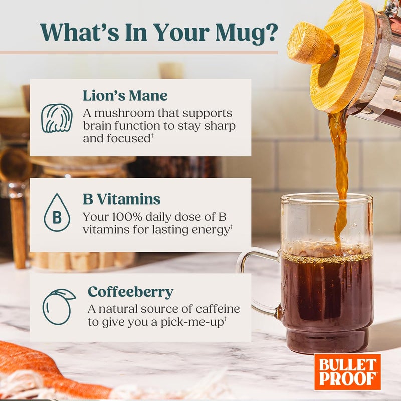 Bulletproof The High Achiever Single-Serve Pods, 24 Count, Medium-Dark Roast Enhanced Coffee with Lion's Mane Mushroom, B Vitamins, and Adaptogens for Energy and Focus - Image 5