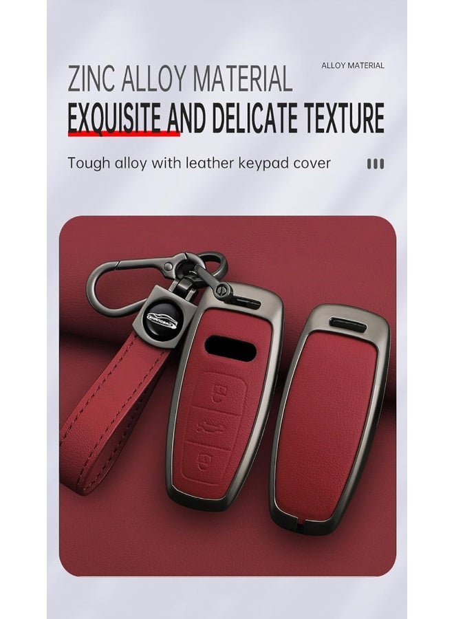 TECART Leather Keyring Cover for Audi Key Fob - Compatible with A6L A6 A7 A8 Q7 Q8 E-Tron A3 S3 S6 SQ7 RS6 S7 RS7 - Image 4