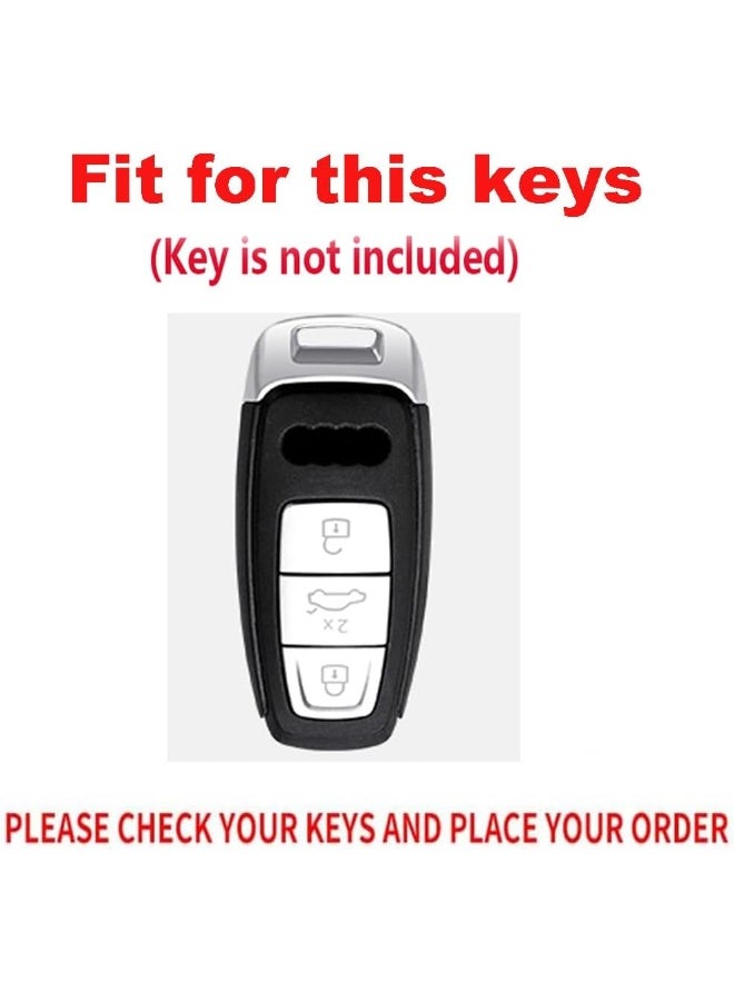 TECART Leather Keyring Cover for Audi Key Fob - Compatible with A6L A6 A7 A8 Q7 Q8 E-Tron A3 S3 S6 SQ7 RS6 S7 RS7 - Image 2