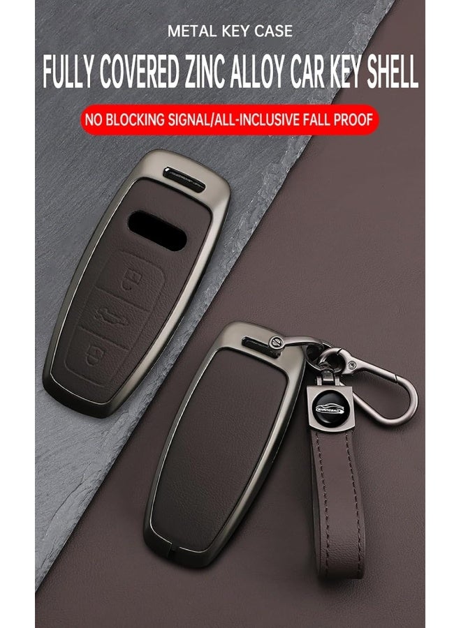 TECART Leather Keyring Cover for Audi Key Fob - Compatible with A6L A6 A7 A8 Q7 Q8 E-Tron A3 S3 S6 SQ7 RS6 S7 RS7 - Image 3