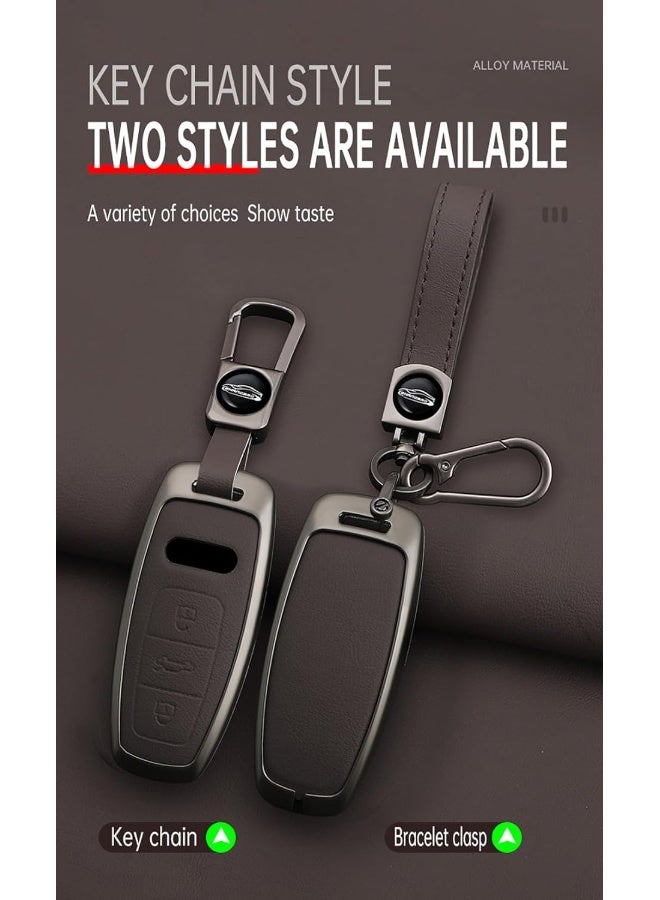 TECART Leather Keyring Cover for Audi Key Fob - Compatible with A6L A6 A7 A8 Q7 Q8 E-Tron A3 S3 S6 SQ7 RS6 S7 RS7 - Image 5