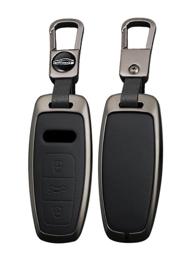 TECART Leather Keyring Cover for Audi Key Fob - Compatible with A6L A6 A7 A8 Q7 Q8 E-Tron A3 S3 S6 SQ7 RS6 S7 RS7 - Image 1