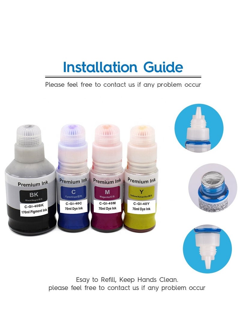 NexNova - Generic ink GI-40 for Canon 4-Pack PigmentBlack Cyan Magenta Yellow GI 40 for PIXMA G6040 G5040 GM2040 G7040 GM4040 - Image 1
