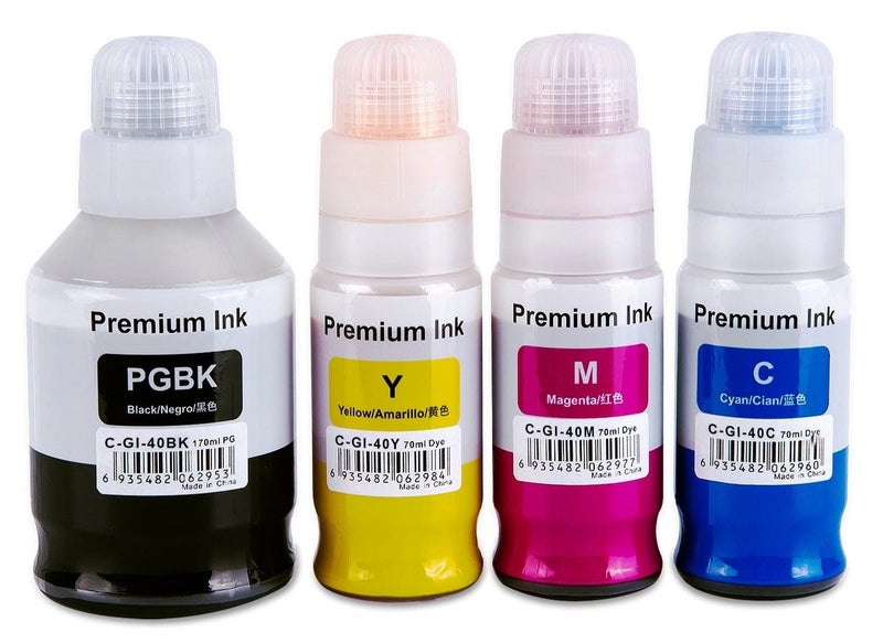 NexNova® Generic ink GI-40 for Canon 4-Pack PigmentBlack Cyan Magenta Yellow GI 40 for PIXMA G6040 G5040 GM2040 G7040 GM4040 - Image 2
