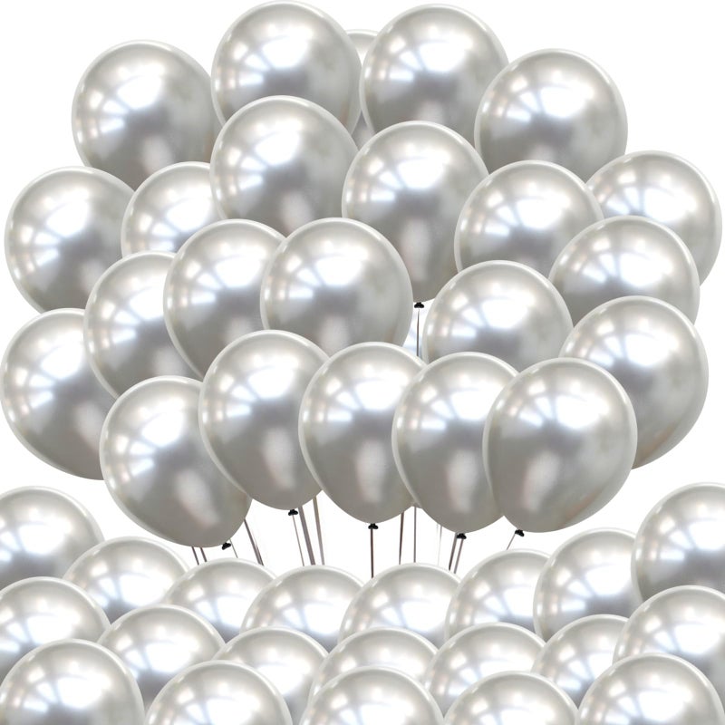 Neo LOONS® 100 pcs 5" Pearl Silver Premium Latex Balloons - Great for Kids, Adult Birthdays, Weddings, Receptions, Baby Showers, Water Fights, or Any Celebration - Image 1