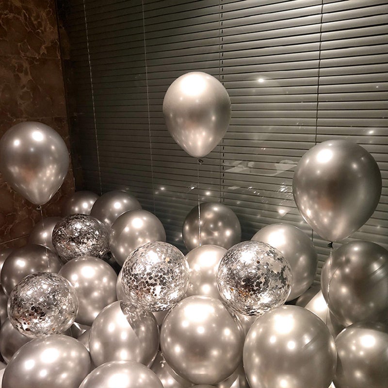 Neo LOONS® 100 pcs 5" Pearl Silver Premium Latex Balloons - Great for Kids, Adult Birthdays, Weddings, Receptions, Baby Showers, Water Fights, or Any Celebration - Image 3