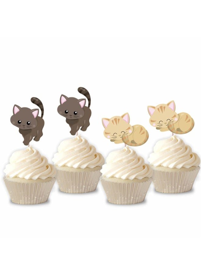 Mirabuy 48 Pcs Cute Cat Kitten Cupcake Toppers Picks for Pet Themed Party, Birthday Party - Image 4