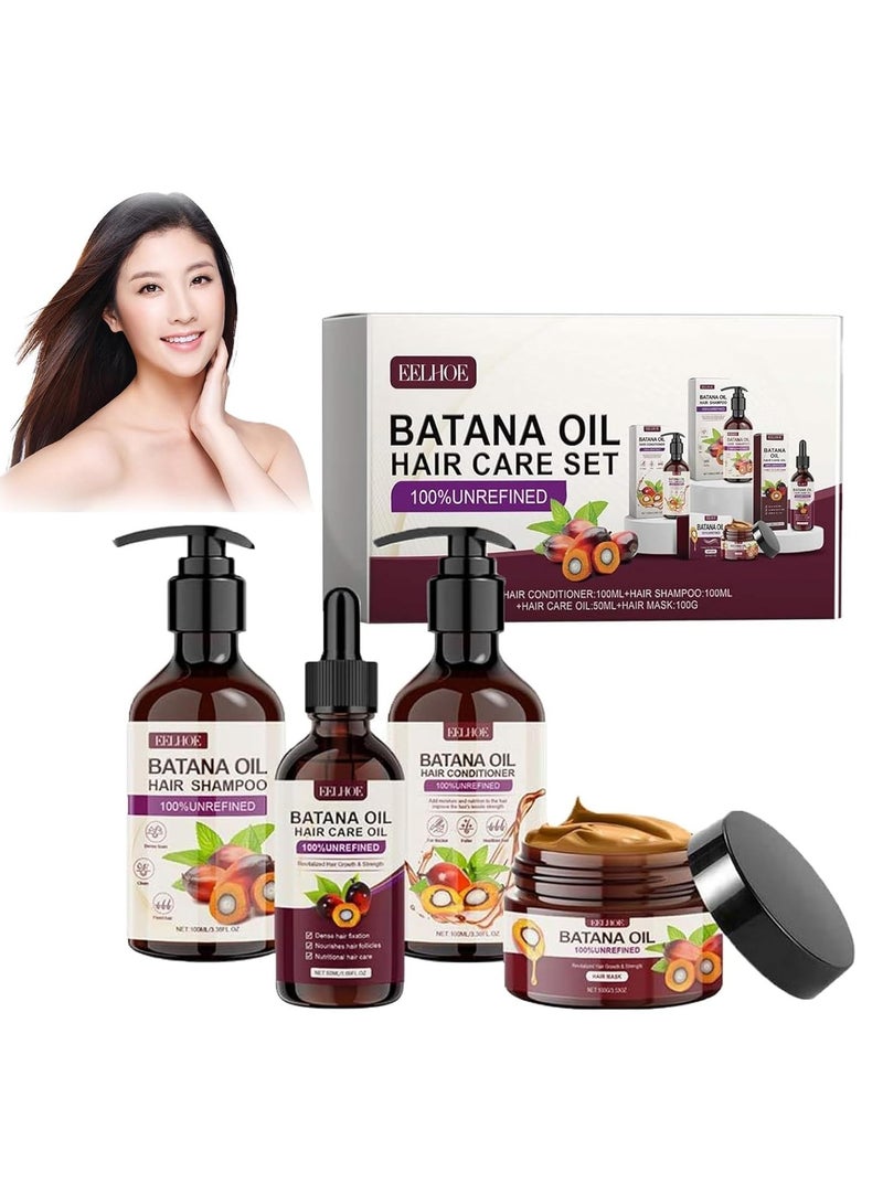 EELHOE Batana Oil Volumizing Shampoo And Conditioner Set, Hair Care Repairs Anti-frizz, Deep Nourishes Scalp, Smooth Hair Travel Set Include Shampoo Conditioner Hair Mask Hair Oil (4pcs) - Image 1