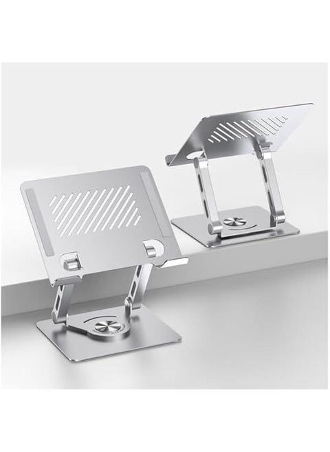 Tablet Stand Holder for Desk with 360°Rotating Base,Adjustable Mental Ipad Holder for Desktop,Multi-Angle Solid Monitor Riser Compatible with Kindle, Ipad Pro 12.9, Ipad Air Mini 6 5 4 3 2,Silver