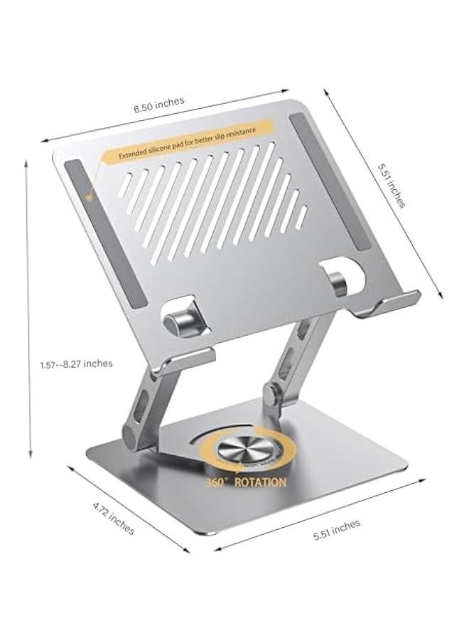 Generic - Tablet Stand Holder for Desk with 360°Rotating Base,Adjustable Mental Ipad Holder for Desktop,Multi-Angle Solid Monitor Riser Compatible with Kindle, Ipad Pro 12.9, Ipad Air Mini 6 5 4 3 2,Silver - Image 1