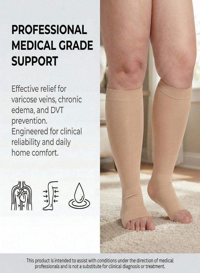 MGANG Up to 5X-Large Plus Size Compression Socks for Men and Women Wide Calf, Short Length, 20-30 mmHg Open Toe Compression Stockings, for Varicose Veins, Edema, DVT, Pregnancy Relief, Enhanced Circulation - Image 3