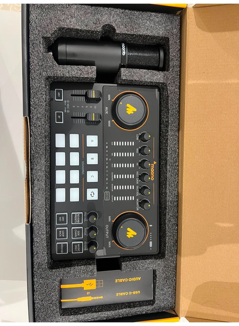 MAONOCASTER AME2A Professional Podcast Bundle with XLR Condenser Microphone | Audio Interface with 60dB Preamp, 48V Phantom Power, Auto-Tune & Sound Pads | Complete Studio Setup for Podcasting, Streaming & Content Creation - Image 1