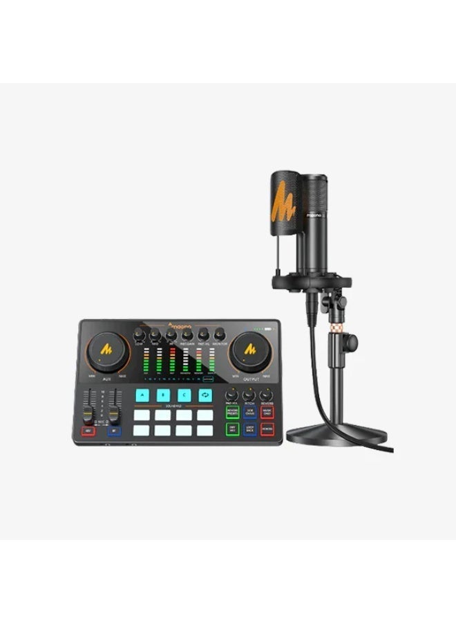 MAONOCASTER AME2A Professional Podcast Bundle with XLR Condenser Microphone | Audio Interface with 60dB Preamp, 48V Phantom Power, Auto-Tune & Sound Pads | Complete Studio Setup for Podcasting, Streaming & Content Creation - Image 2