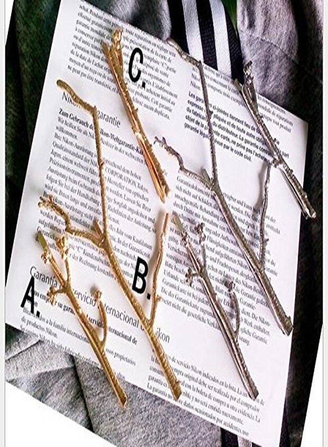 Fodattm Set of 3 Vintage Tree Branch Hair Clip Barrette Women Lady Hair Pin Head Dress DIY Hair Accessories (Silver) - Image 3