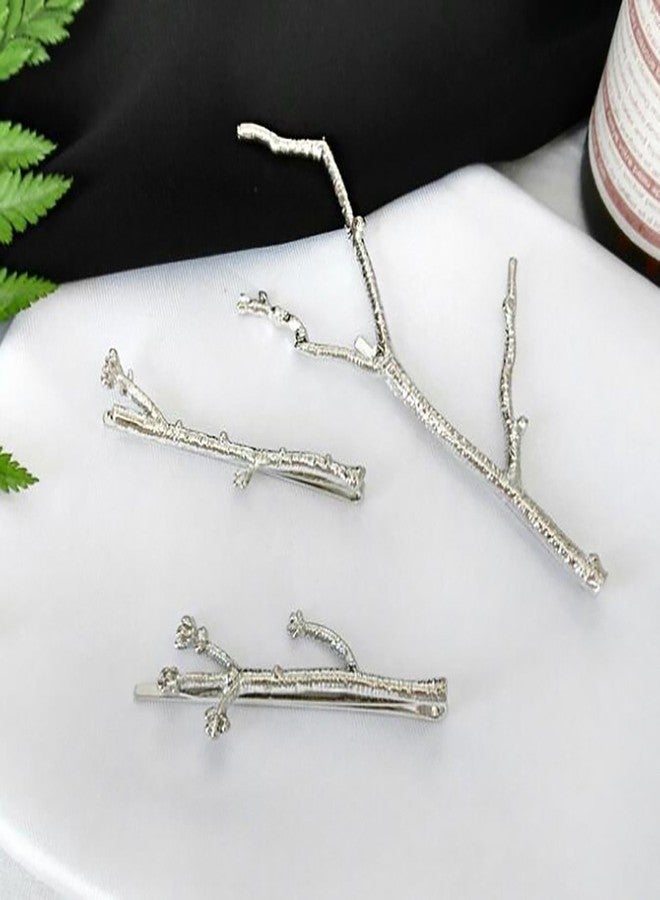Fodattm Set of 3 Vintage Tree Branch Hair Clip Barrette Women Lady Hair Pin Head Dress DIY Hair Accessories (Silver) - Image 2
