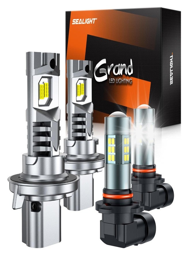 SEALIGHT H13 H10 LED Fog Light Bulbs Combo, Upgraded 42000LM Have Single Copper Tube with 14000RPM Cooling Fan, H13 and 9140/9145 Led Fog Light Bulbs for Cars, 1:1 Design, Pack of 4 - Image 1