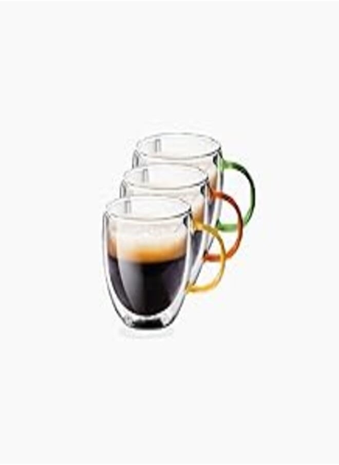 Zinnia Zinnia Double Glass Thermal Mug 3-Piece Set, 100 ml Capacity 
