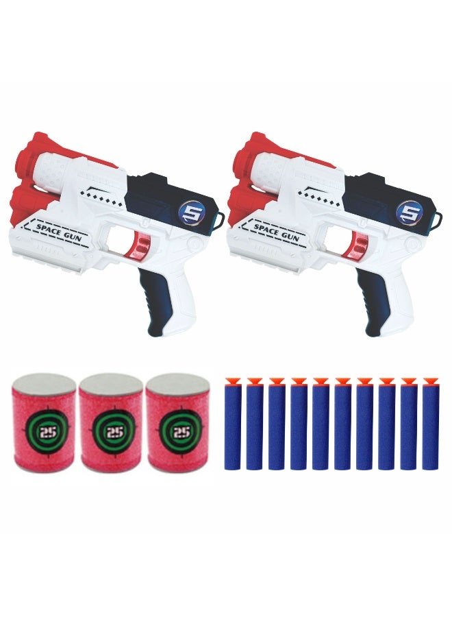Chanak Power Shoot 3-In-1 Soft Bullet Gun Toy Set For Kids Space Gun Blaster Toy With 10 Soft Bullets & 3 Target Cans 2 Shooting Guns Set For Boys & Girls - Image 1
