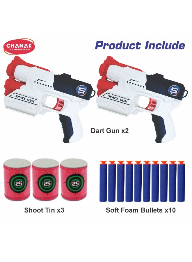 Chanak Power Shoot 3-In-1 Soft Bullet Gun Toy Set For Kids Space Gun Blaster Toy With 10 Soft Bullets & 3 Target Cans 2 Shooting Guns Set For Boys & Girls - Image 3