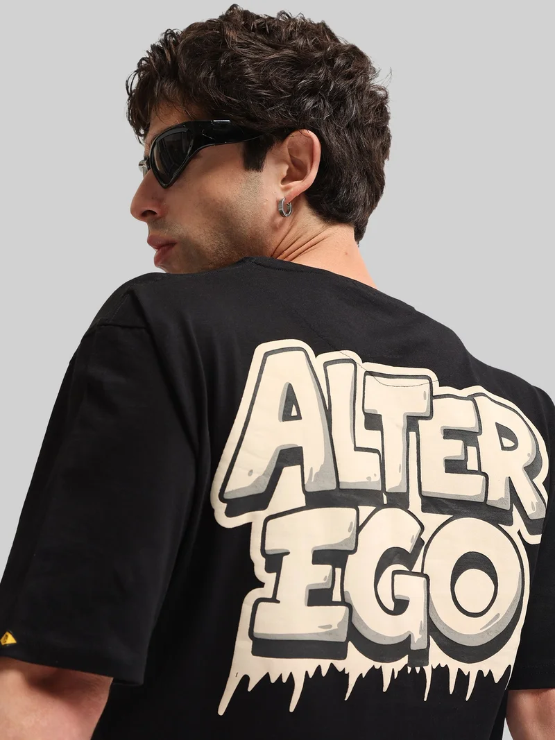 Maniac  Maniac Mens Printed Round Neck Half Sleeve Black Cotton T-Shirt for Men | Best Price UAE