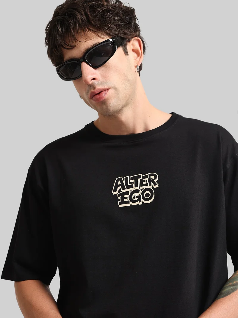 Maniac  Maniac Mens Printed Round Neck Half Sleeve Black Cotton T-Shirt for Men | Best Price UAE