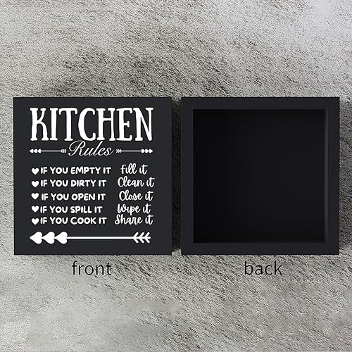 Woght Funny Kitchen Decor Rustic Kitchen Decorations Wood Sign Desk Decor Farmhouse Black Wooden Box Sign for Home Dining Room Coffee Shelf Table Bar Living Room Counter Housewarming Gift - Image 3