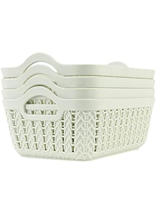 Yonovo Plastic Storage Basket 4 Piece Storage And Organization Containers Shelf Baskets Pantry Boxes For Organizing Cabinets Bin Bathroom Light Green 4Pcs K70056  - Image 2