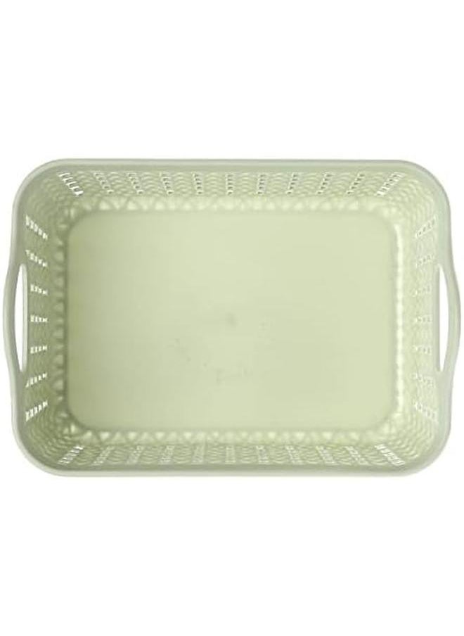 Yonovo Plastic Storage Basket 4 Piece Storage And Organization Containers Shelf Baskets Pantry Boxes For Organizing Cabinets Bin Bathroom Light Green 4Pcs K70056  - Image 4