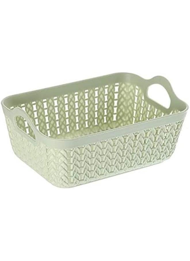 Yonovo Plastic Storage Basket 4 Piece Storage And Organization Containers Shelf Baskets Pantry Boxes For Organizing Cabinets Bin Bathroom Light Green 4Pcs K70056  - Image 3