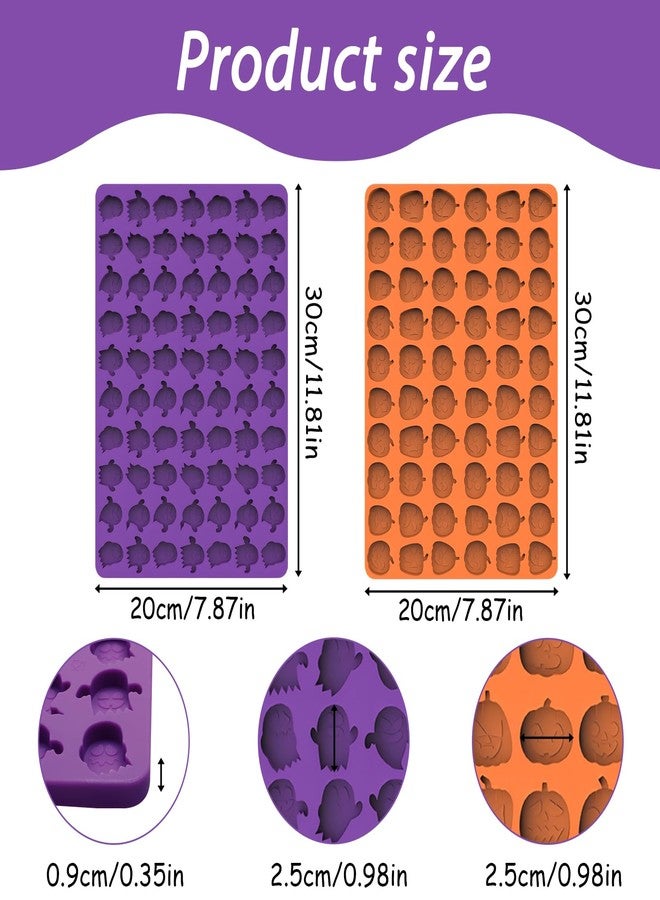 Fchil Mini Pumpkin Silicone Molds, Set of 2, Halloween Ghost Pumpkin Candy Molds for Wax Melts Treats Gummy Cookie Chocolate Jelly - Image 2