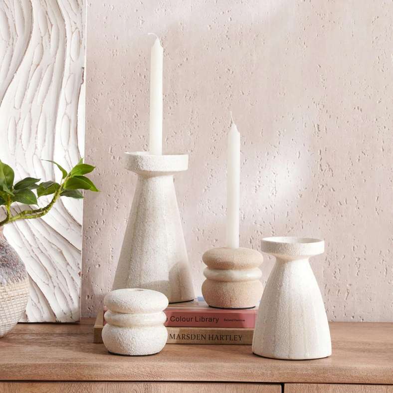 Pan Home Beige Stoneware Candle Holder for Home Decor - Image 3