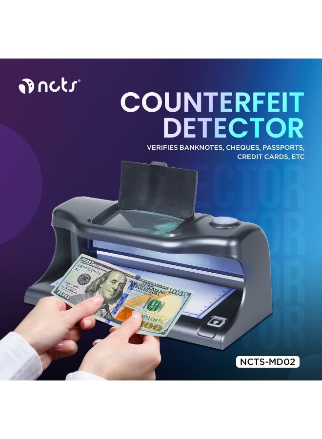 NCTS جهاز NCTS MD02 لكشف التزوير بالأشعة فوق البنفسجية يتحقق من الأوراق النقدية، الشيكات، جوازات السفر، بطاقات الائتمان 4 طرق للكشف: الأشعة فوق البنفسجية، المغناطيسية، WM، MGF، مستشعر كشف الحبر المغناطيسي، مكبر مزدوج مع ضوء أبيض للتحقق من العلامة المائية وبطارية ليثيوم داخلية - Image 5