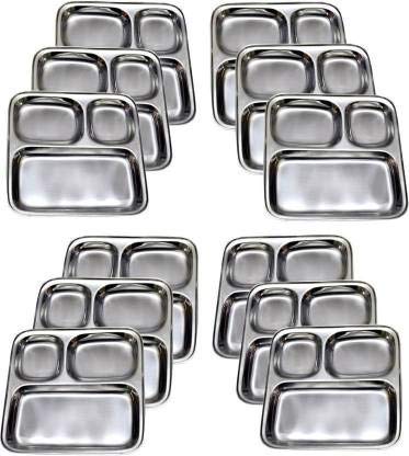 SIDDHI Set of 12 Stainless Steel Pav Bhaji/Snacks Plate - Image 1
