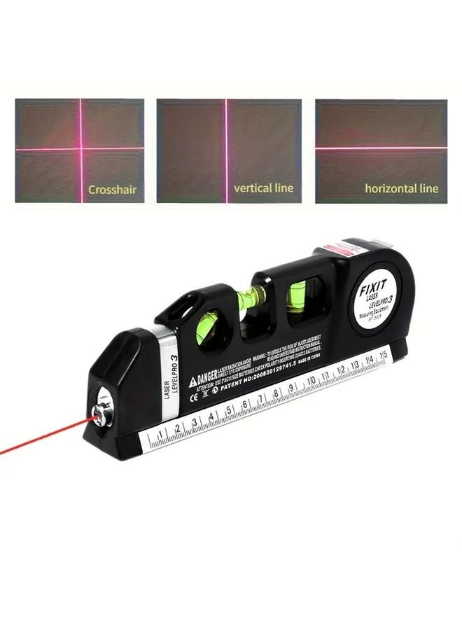 Black Multipurpose Laser Level Kit Cross Line Laser Tool Accurate Measure - Image 1