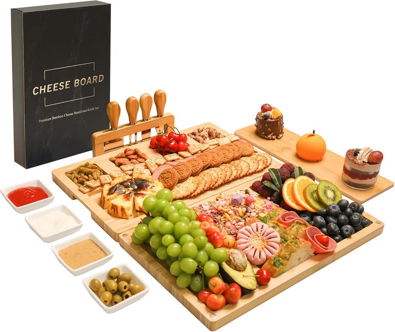 drmvalg Charcuterie Board Cheese Boards Gift Set with Stainless Steel Knives Slates and Bowls Housewarming Gift Wedding Gift for Couple Bridal Shower Aperitif Board - Image 2