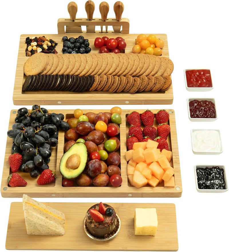 drmvalg Charcuterie Board Cheese Boards Gift Set with Stainless Steel Knives Slates and Bowls Housewarming Gift Wedding Gift for Couple Bridal Shower Aperitif Board - Image 1