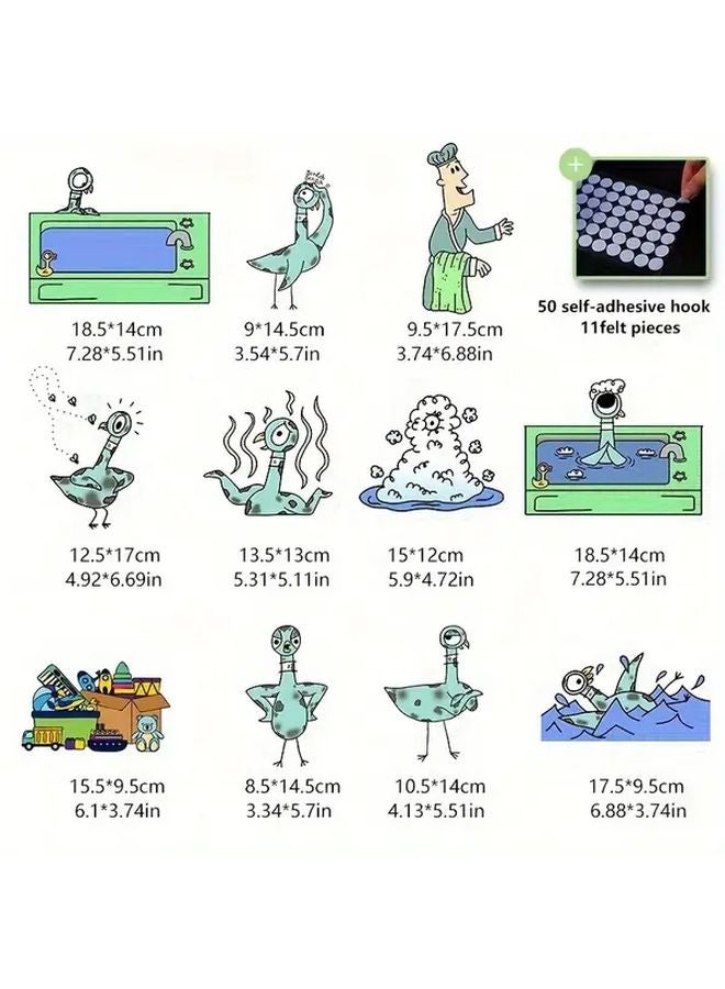 مجموعة رواية القصص المصنوعة من اللباد "الحمامة تحتاج إلى حمام" A01 مريلة الفصل التفاعلي - Image 1