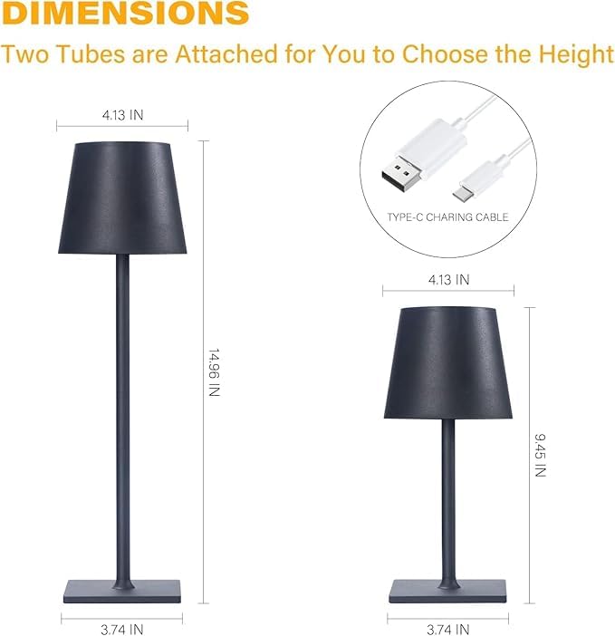 RHYDON 3 Color LED Battery Operated lamp with Touch Control Adjustable Cordless Rechargeable Table lamp Output USB Charging 3 Color Stepless Dimming Portable Night Light for Bedside Multicolor - Image 2