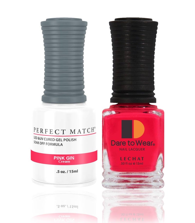 Gel Nail Polish + Nail Lacquer 2x15ml - Perfect Match Gel Nail Polish 15ml Soak Off Long Lasting High Shine UV LED Gel Non Toxic Easy Application Wide Color Range for Manicure and Pedicure Pink Gin PMS26