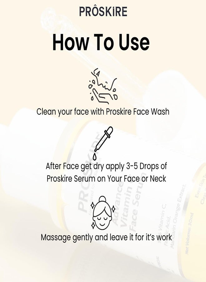 Proskire Brightening Skincare Kit, Daily Routine Combo for Men & Women, Face Wash, Vitamin C Serum & Sunscreen SPF 50 - Pack of 3 - Image 3